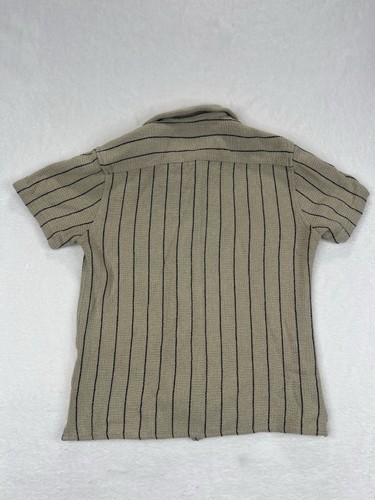 ZARA Men’s Beige Striped Open Weave Button Shirt Size Medium Relaxed Fit - Picture 5 of 5