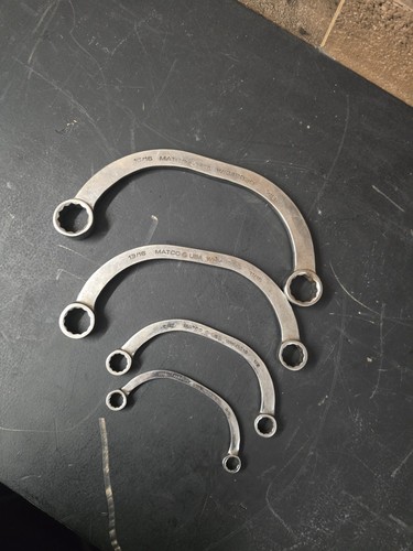 4 MAC Tools Half Moon Curved Obstruction Double Box End Wrench Set 12-PT Sae
