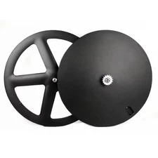 Bicycle Fixed Gear Carbon Front 5 Spoke Rear Disc Wheel Road Bike Wheelset