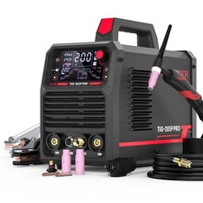 205A Pulse TIG Welder with Large LED Display, 3-in-1, Dual Voltage 110V/220V
