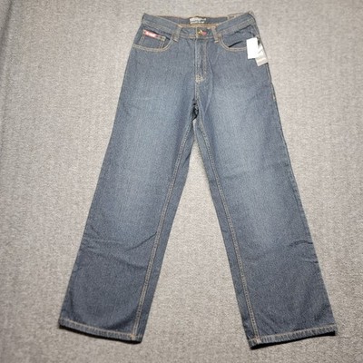 Ecko Unltd. Jeans Mens 31x29 Blue Denim Y2K Blue Rhino Wide Leg Patch Damage