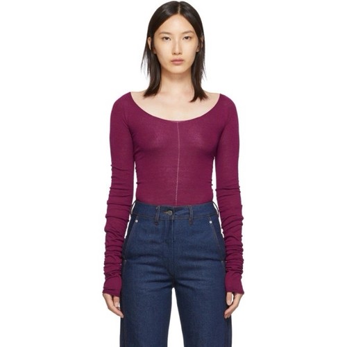 Lemaire, LEMAIRE Magenta plum Second Skin scoop neck Top Long Sleeve size XS