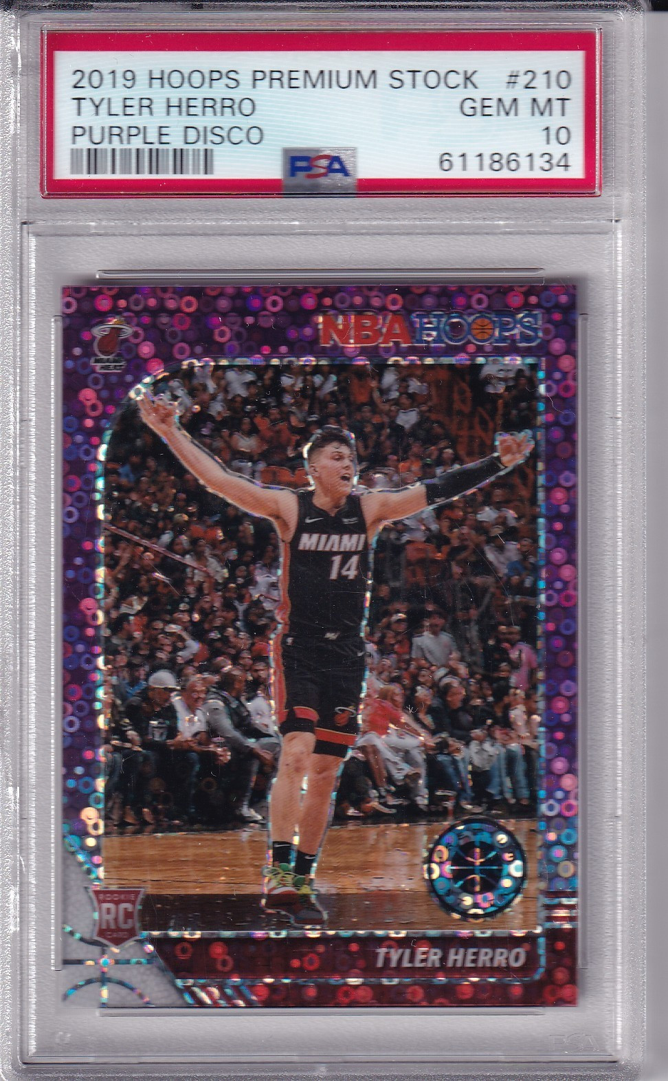 Tyler Herro 2019 Hoops Premium Stock #210 Purple Disco PSA 10 RC *BEAUTIFUL*