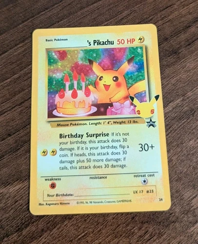 Birthday Pikachu 24 Celebrations Black Star Pokemon TCG Near Mint