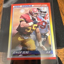 Score 1990 Rookie Base Set Junior Seau #302 USC Trojans Football Card. rookie card picture