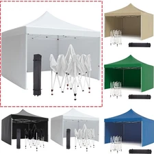 10x10FT Pop Up Canopy 3-Removable Sidewalls Ez Up Gazebos Wheel Bag UV Resistant