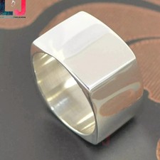 Square 925 sterling silver Geometric Chunky 14mmWide band Signet Men's Gift Ring