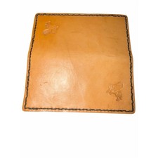 Handcrafted Tan Leather Men's Checkbook Cover- Embossed Pegasus Design