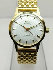 Hmt Sona White Dial Vintage Refurbished Gold Plated Hand Winding Wrist Watch Men