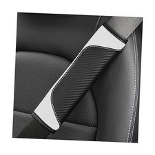 AUCELI 2PCS Car Seat Belt Cover, Carbon Fiber Seatbelt Shoulder Black/White
