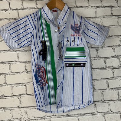 Com G Boy logo shirt button down unique Size 8 Boys Boston College Striped
