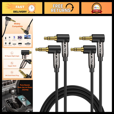 3.5mm Aux Cable 6ft (2 Pack) - Gold Plated Male to Male Stereo Audio, Right Angl