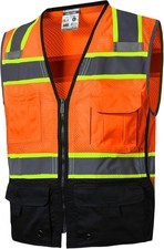 SKSAFETY 10 Pockets Hi Vis Safety Vest with Zipper - Class 2 Reflective 3XL