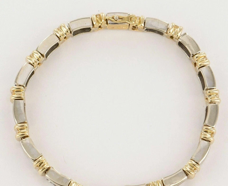 Brazalete Tenis Exclusivo Tanzanita Corte Redondo 9Ct Chapado en Oro Blanco y Amarillo 14K Foto 3 de 4