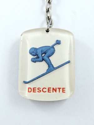 SCHLÜSSELANHÄNGER - Bourbon OLYMPISCHE SPIELE GRENOBLE 1968 - ABFAHRT Ski - Vintage