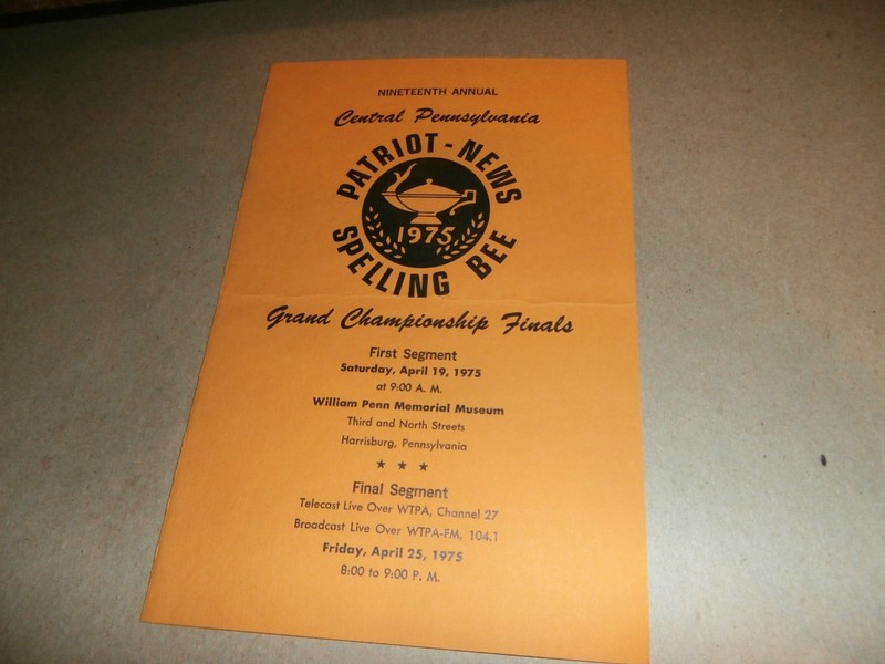 Vintage 1975 Patriot News Harrisburg PA Spelling Bee Program