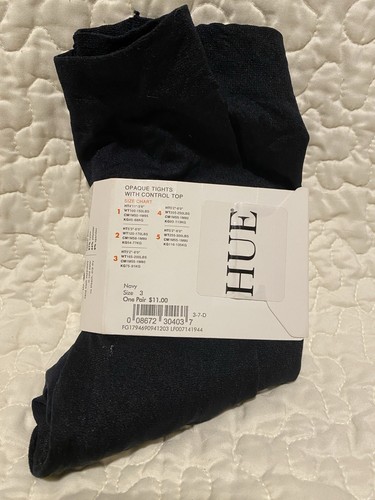 Hue Women Opaque Tights With Control Top 1 Pair Sz 3 Color Navy Blue - Picture 2 of 5