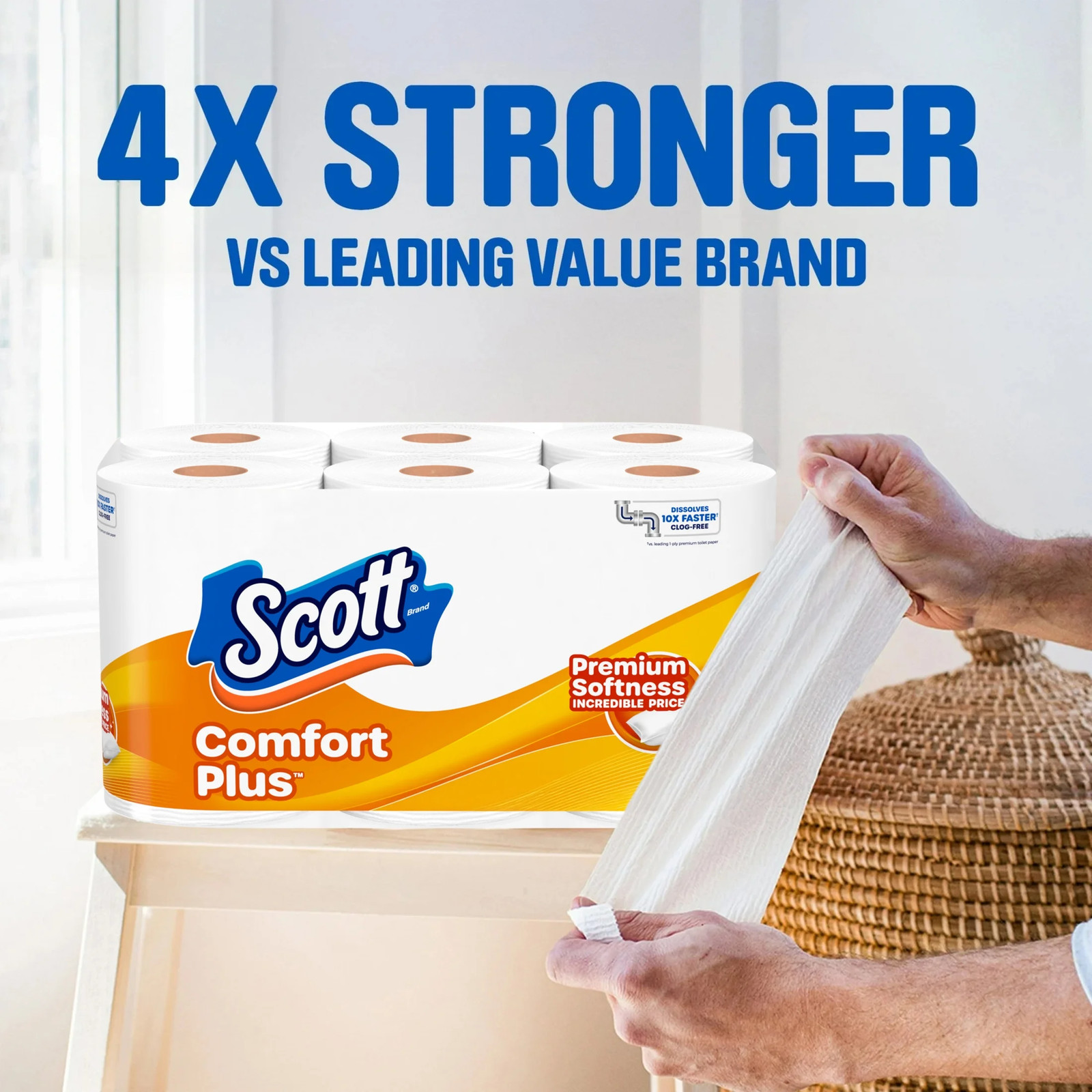 ComfortPlus 12 Double Rolls Toilet Paper - Soft, Strong & Absorbent