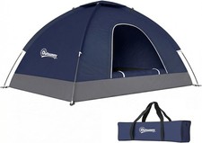 2 Person Camping Tent with Zipped Doors, Storage Pocket, Portable Handy Bag
