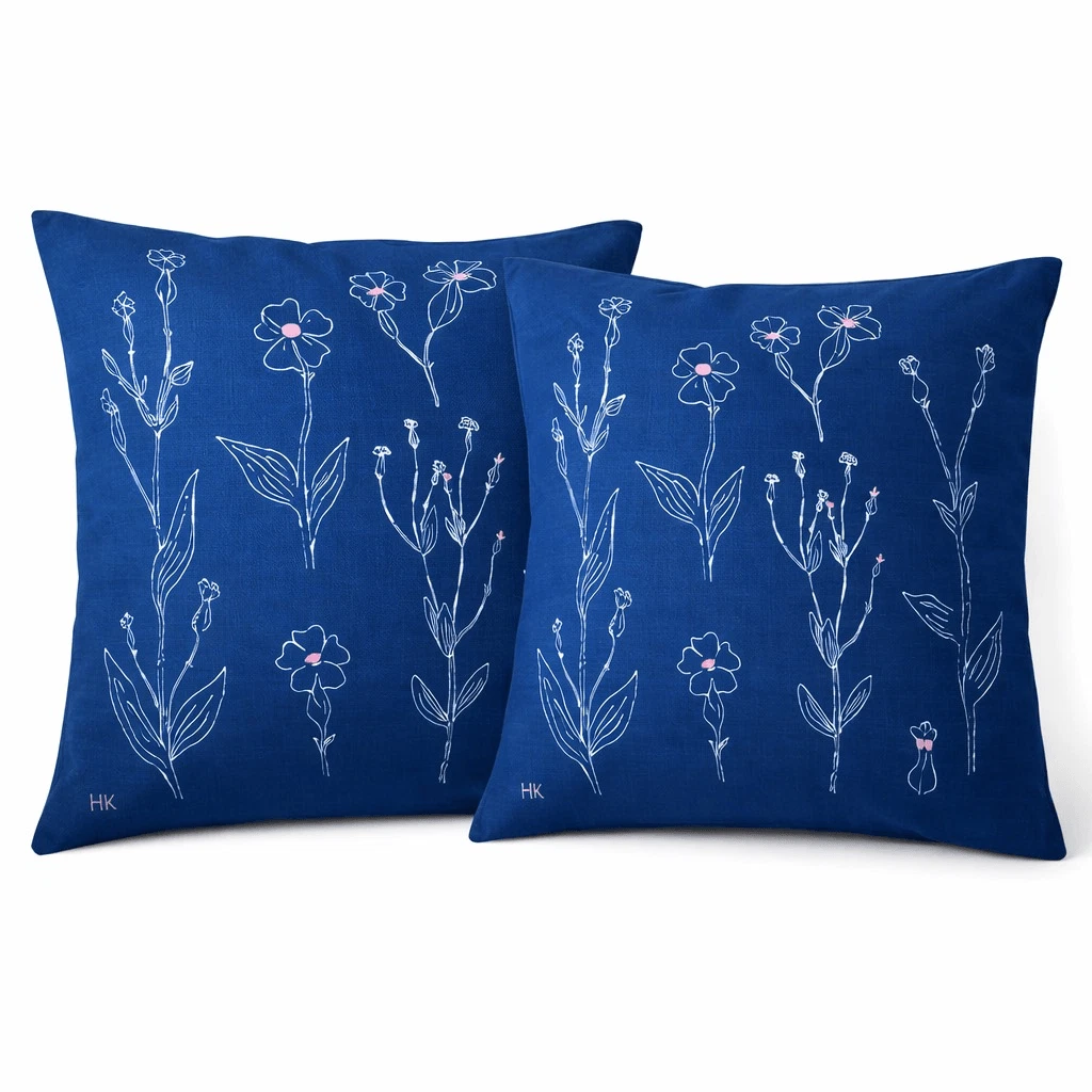 IKEA AKERNEJLIKA 20x20 Blue Floral Pillow Covers 2-Pack NWT