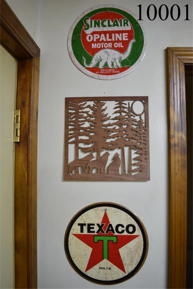 Wood Laser Cut 3 Wolves Howling Nature Decor Sign - Rustic Wall Art Wolf - Image 2 of 4