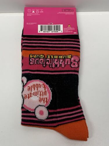 Bubblicious Bubble Gum Licensed Men's Novelty Crew Socks 1 Pair, Shoe 6-12 Fun - Picture 2 of 2
