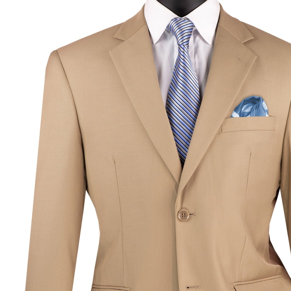 Mens Basic 2 Button Modern Fit Suit in Light Beige main image 1
