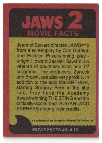 Tarjetas coleccionables de 2 películas Topps JAWS 1978 -- eliges completar tu conjunto - Imagen 41 de 97