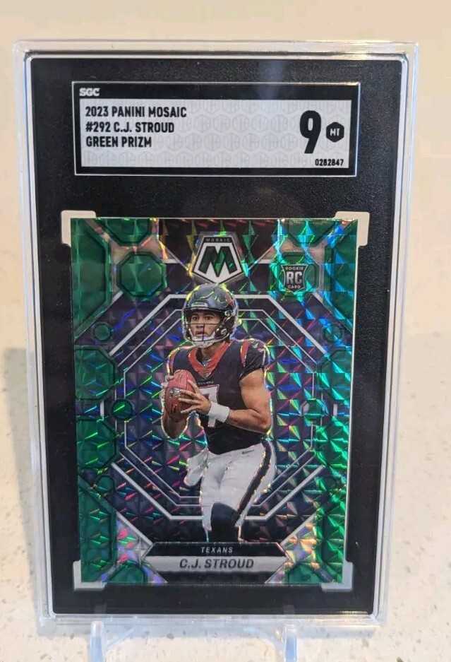 2023 Panini Mosaic C.J. Stroud GREEN PRIZM SGC 9 #292