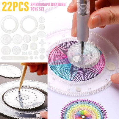 22Pcs Art Toy Drawing Students Spirograph Ruler Geometric Spiral Stationery Tool