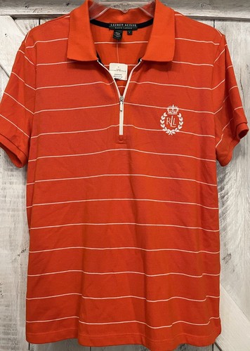 NWT NOS Women's Ralph Lauren Polo Active 1/4 Zip Short Sleeve Polo Shirt Size L