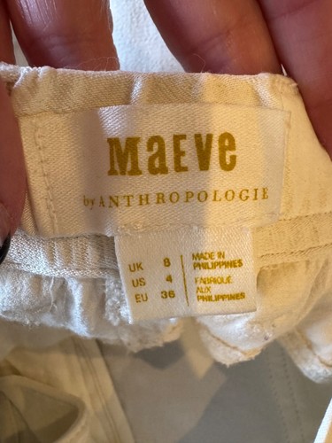 Maeve Anthropologie Pants Women 4 Ivory Port Side Satin Utility Cargo Streetwear - Foto 9 di 12