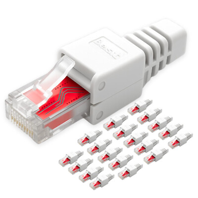 RJ45 CAT7 Stecker werkzeuglos Netzwerkverbinder LAN Kabel CAT5/6/7, 4 20 St.