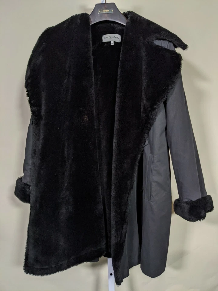 Ivan Grundahl Linea S Vintage Anos 80 Copenhague Vegan Fur Tech Parka Pequeno - Imagem 3 de 4