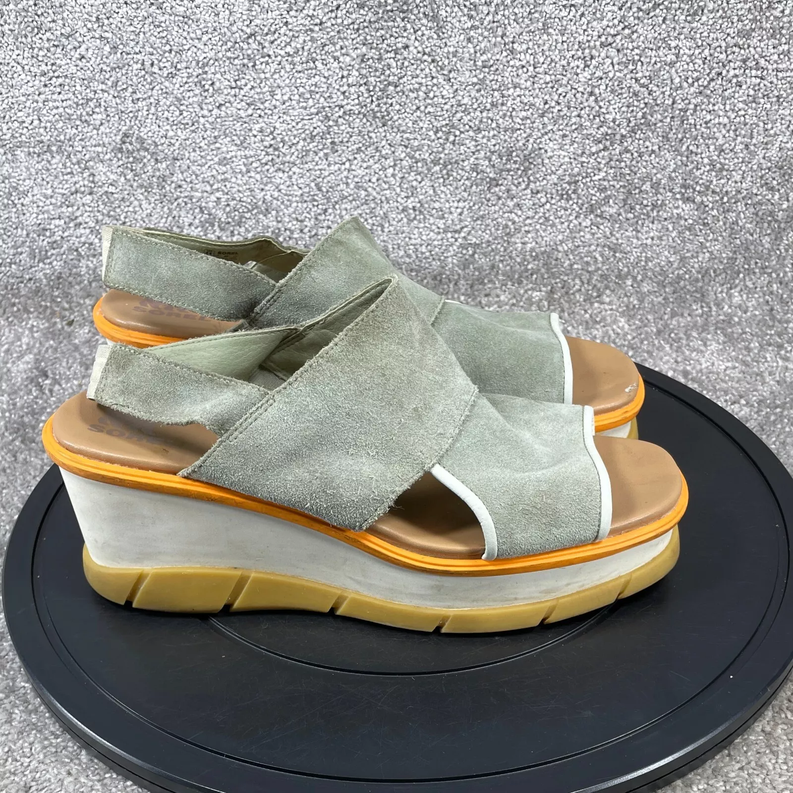 sorel platform suede slip on 