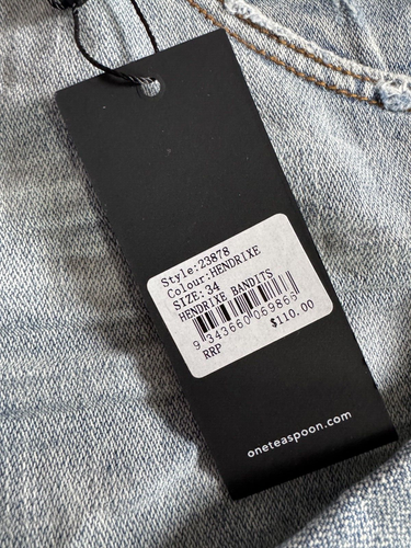 One Teaspoon Women's Hendrixe Blue Bandits Low Waist Denim Shorts Size 34 NEW - Picture 3 of 4