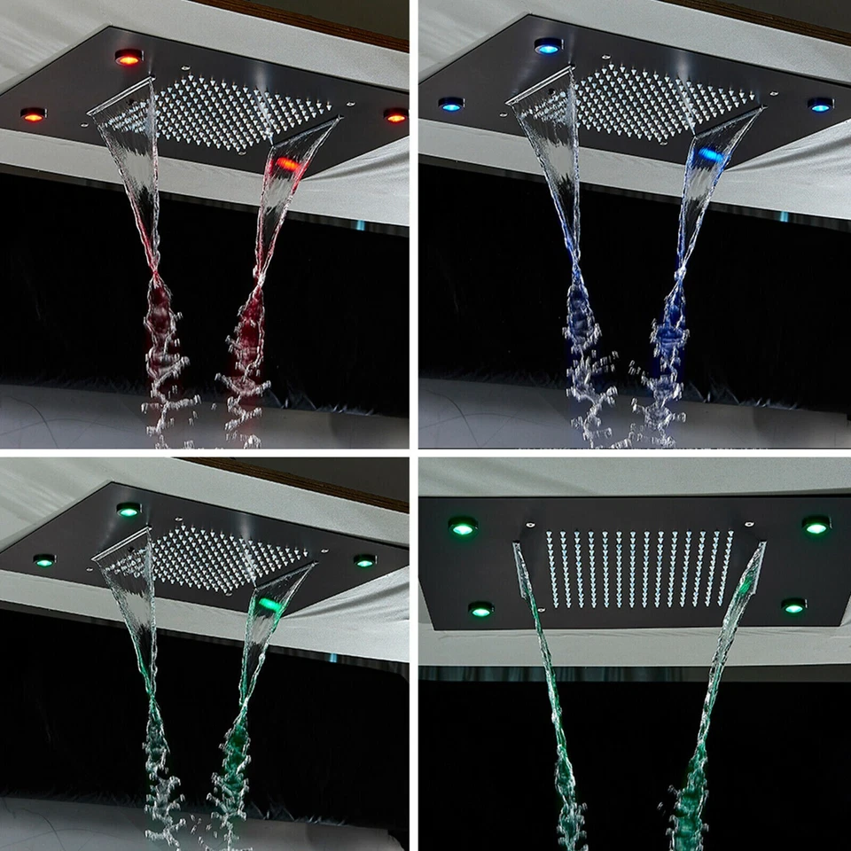 Thermostatic Rain Shower System 14 X 20 Inch LED Waterfall Rainfall Shower Head - Image 3 of 4