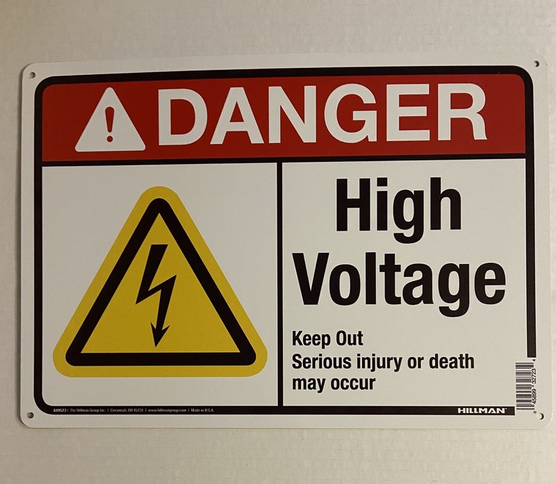 Danger- High Voltage Sign 14x10 Light Weight Metal