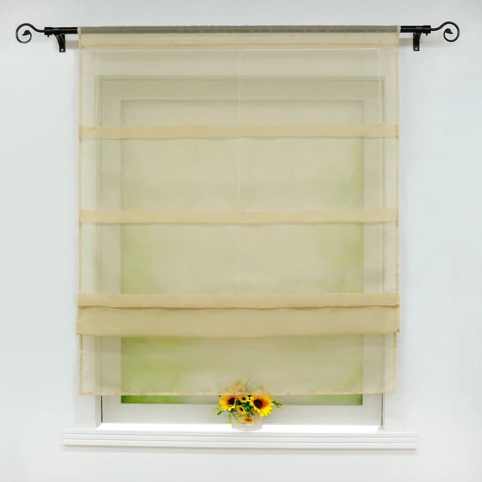 Raffrollo mit Tunnelzug Raffgardinen Küche Fenstergardine Weiß Modern Wohnzimmer - Bild 3 von 4