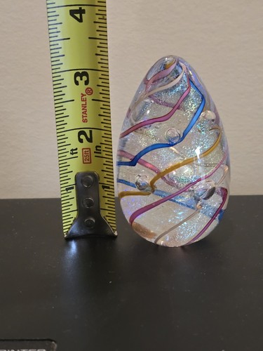 Glass Eye Studio Vintage 1997 Egg Paperweight, Iridescent & Sparkling, Signed - Picture 6 of 10