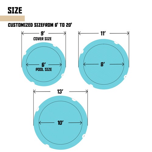 Round Above Ground Pool Cover Waterproof Turquoise Winter Swimming Pool Tarp - Picture 6 of 7