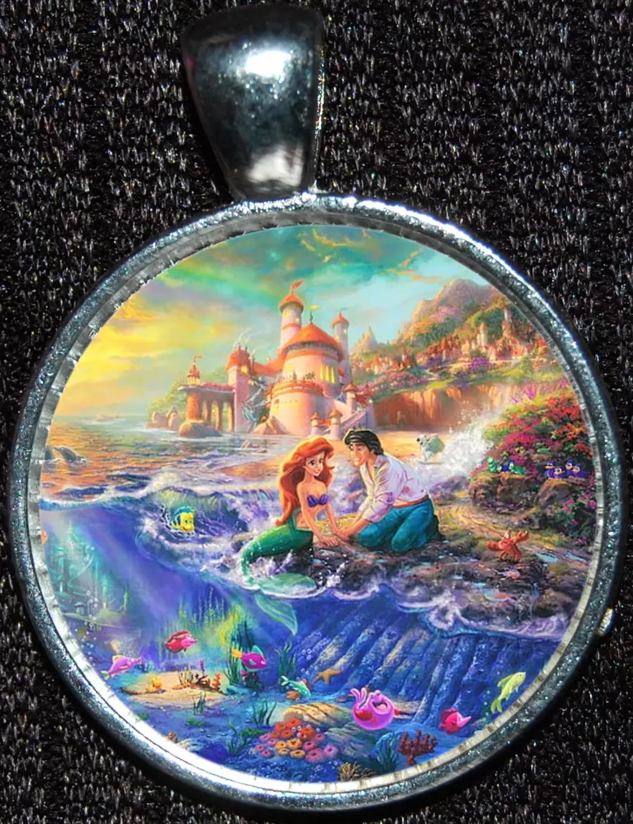 Princess Ariel Little Mermaid Disney Disneyland Silver Pendant Necklace Jewelry