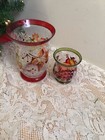 Crackle Glass Votive Candle Holders Or Vase - Fruit & Leaves Pattern