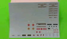 1959 Cadillac Ambulance 1/25 AMT Decal Sheet Dash Cluster Gauges City Of Troy MI