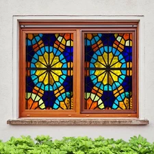 3D Golden Petals A520 Window Film Print Sticker Cling Stained Glass UV Zoe