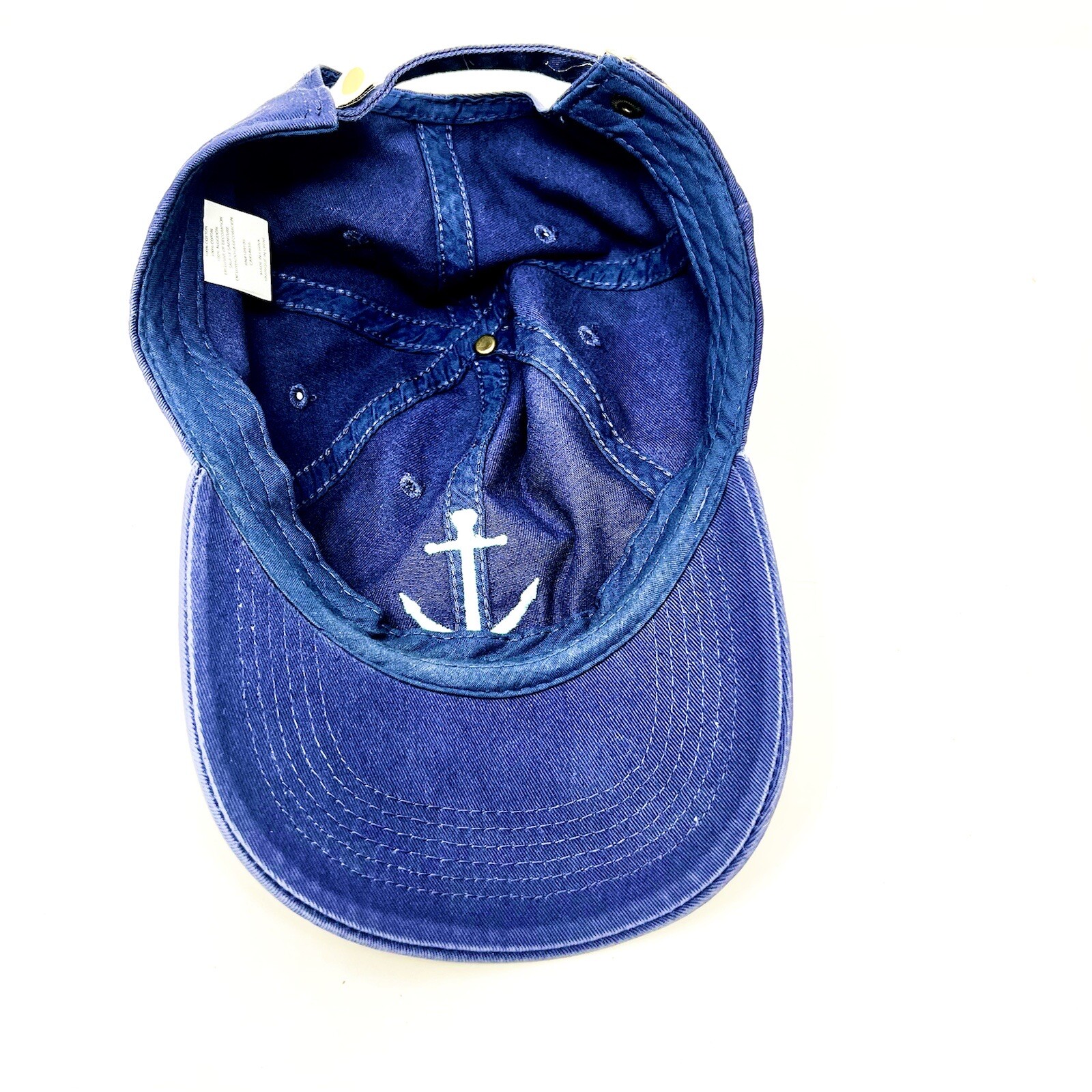 Life Is Good Womens Hat Navy Blue Aqua Anchor Embroidered, Distressed Strap Back image 5