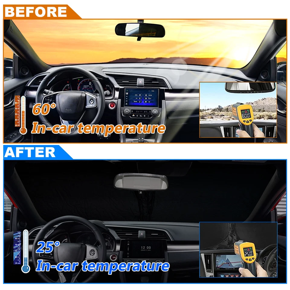 Складной солнцезащитный козырек на переднее лобовое стекло автомобиля Honda Civic 2016-2021 годов выпуска с защитой от ультрафиолета - Изображение 2 из 4