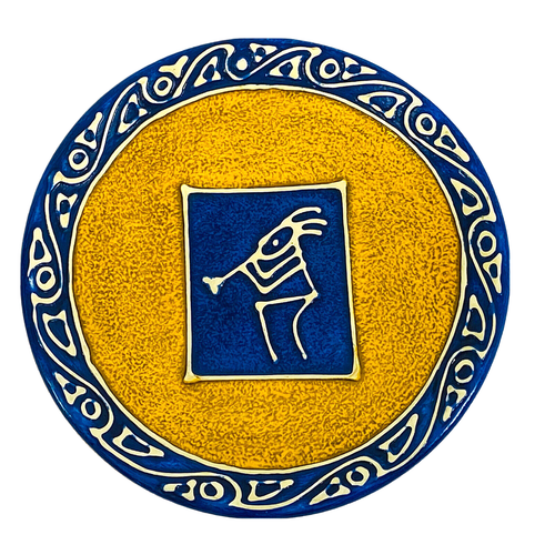 Formato Pottery Plate Blue Yellow KOKOPELLI Catiana Bodman Santo Domingo 7.5" - Picture 4 of 11