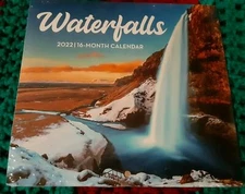  2022 Waterfalls 16 Month Mini Wall Calendar 5.5" X 6" closed 6" X 11" open