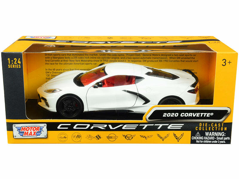Motormax 1:24 Chevrolet Corvette Diecast White 60 Years History of
